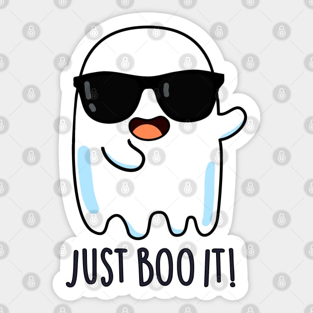 Just Boo It Cute Halloween Ghost Pun Sticker by punnybone